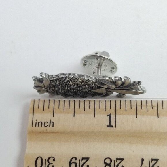 Vintage Pineapple Pin, Silver Tone Fruit Shaped Brooch, Retro Unisex Estate - Picture 3 of 6